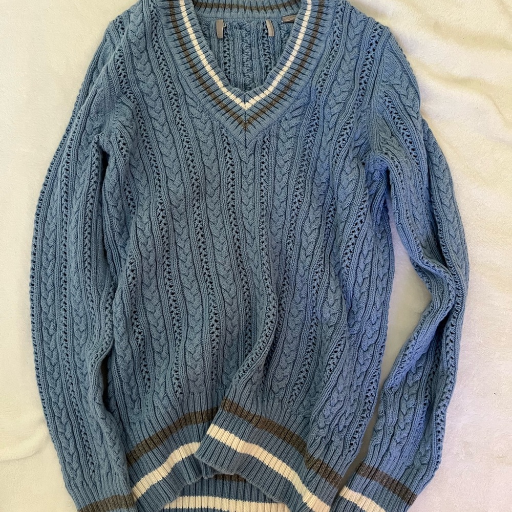 Blue Cable Knit Sweater